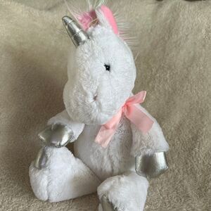 Animal Adventure Unicorn Plush White Silver Hooves 20” Plush 2019 Bow Stuffed